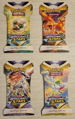 Brilliant Stars Sleeved Booster Pack Art Set (x4 SEALED Packs) Pokemon 2022 - Image 1