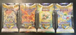 Pokemon Brilliant Stars Sleeved Booster Pack X4 Sealed full art set blister pack - Image 1
