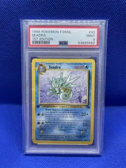 1999 Pokemon Fossil 1st Edition #42 Seadra PSA 9 MINT - Image 1