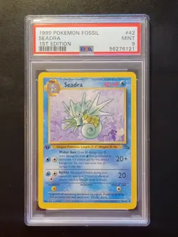 PSA 9 - 1999 Pokemon Fossil 1st Edition - Seadra #42 - Mint - Image 1