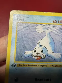 Seel 41/102 Shadowless 1st Edition Base Set Pokemon Card HP - Image 3