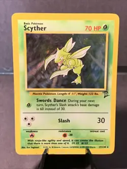 Pokemon TCG Base Set 2 Unlimited Scyther #17/130 Holo Rare VTG WOTC 2000 - Image 1