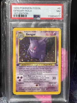 1999 POKEMON FOSSIL Gengar HOLO 5/62 1st Edition - Image 1