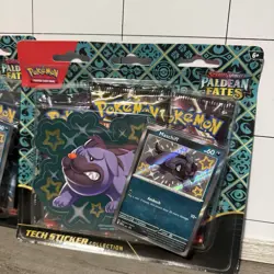 Pokemon TCG: Paldean Fates Tech Sticker Collection 3 Pack Blister (Maschiff) x2 - Image 2