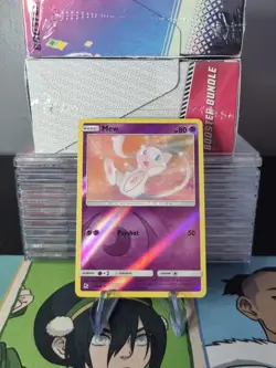 Mew 32/68 Pokemon Card Sun & Moon Hidden Fates Rare Reverse Holo Foil TCG - Image 1