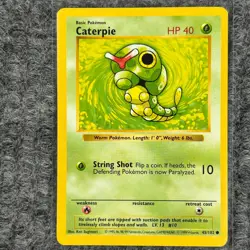 Vintage Pokemon Base Set Shadowless Caterpie 45/102 Common NM Near Mint - Image 1