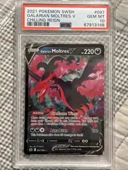 2021 Pokemon Chilling Reign Galarian Moltres V #097 PSA 10 - Image 1