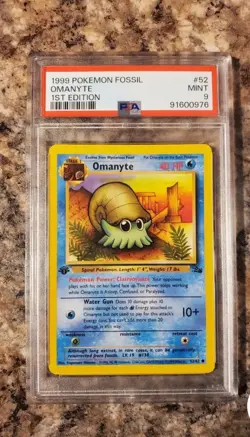 1st Edition 1999 Pokemon Fossil Omanyte 52/62 PSA grade 9. - Image 1