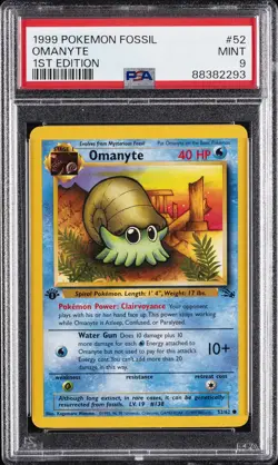 1999 POKEMON FOSSIL 1ST EDITION #52 OMANYTE PSA 9 - Image 1