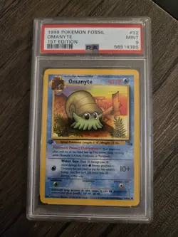 Pokemon 1st Edition Fossil Omanyte 52/62 PSA 9 Mint 1999 Vintage WOTC - Image 1