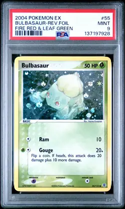 2004 POKEMON EX FIRE RED & LEAF GREEN #55 BULBASAUR-REVERSE FOIL PSA 9 - Image 1