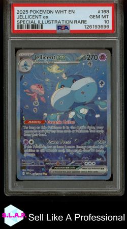 JELLICENT EX POKEMON 168 2025 WHITE FLARE SIR ENGLISH PSA 10 - Image 1