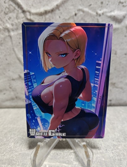 Android 18 Trading Card Waifu Goddess Story Anime Girl holo Karte Manga Full Art - Image 1