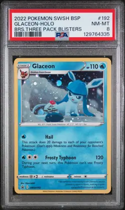2022 POKEMON SWSH BLACK STAR PROMO #192 GLACEON-HOLO BRS.THREE PACK BLISTERS - Image 1