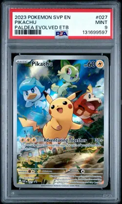 2023 POKEMON SVP EN-SV PALDEA EVOLVED ETB PROMO #027 PIKACHU PSA 9 - Image 1