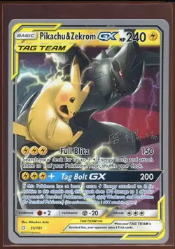 Pikachu & Zekrom GX Tag Team NM 33/181 SM Team Up Championships Pokemon - Image 1