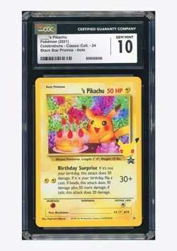 Pokemon CGC 10 GEM MINT Birthday Pikachu Holo 2021 #24 Celebrations English - Image 1
