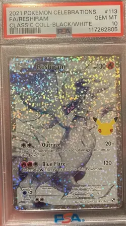 2021 Pokemon SWSH Celebrations Reshiram Classic Collection #113/114 PSA 10 - Image 1