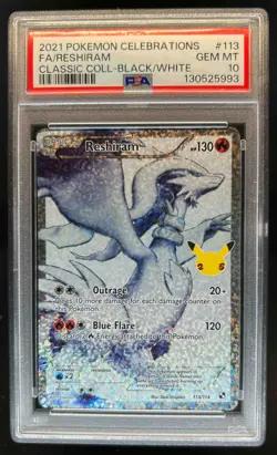 2021 Pokemon SWSH Celebrations Reshiram Classic Collection #113/114 PSA 10 - Image 1