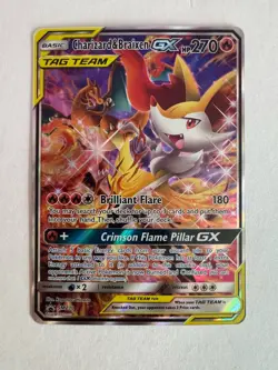 Pokemon TCG Charizard and Braixen GX Tag Team Holo Black Star Promo - Image 1