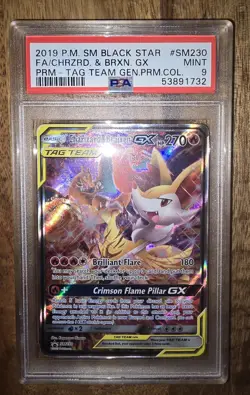 Pokemon Charizard & Braixen GX Tag Team Black Star Promo SM230 PSA 9 - Image 1
