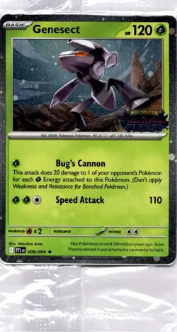 Pokemon Genesect 008/094 Phantasmal Flames Stamped Promo SEALED NM - Image 1