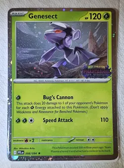 Pokemon TCG Genesect 008/094 Phantasmal Flames Stamped Cosmos Holo Promo SEALED - Image 1