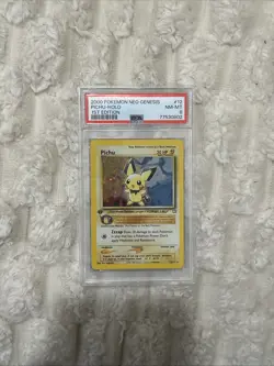 Pokemon Neo Genesis 1st Edition Pichu Holo Card #12 (2000) PSA 8 English - Image 1