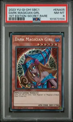 YUGIOH PSA 8 Dark Magician Girl SBC1-ENA05 1st Edition Secret Rare (STOCK PHOTO) - Image 1