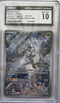 💥CGC 10 N's Reshiram 167/159 Journey Together Stamped Promo Pokemon Card - Image 1