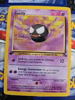 1ST EDITION Fossil Set 1999 - QTY-(5) GASTLY Pokemon Card #55/62 - Image 3