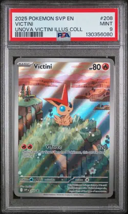 2025 POKEMON SVP EN-SV BLACK STAR PROMO #208 UNOVA VICTINI ILLUS COLL PSA 9 - Image 1