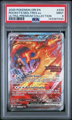 Pokemon Destined Rivals Team Rocket's Moltres ex UPC Stamped Promo 229/182 PSA 9 - Image 1