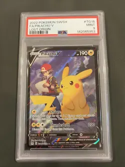 Pokemon Pikachu V TG16/TG30 Lost Origin Full Art Ultra Rare Holo PSA 9 - Image 1