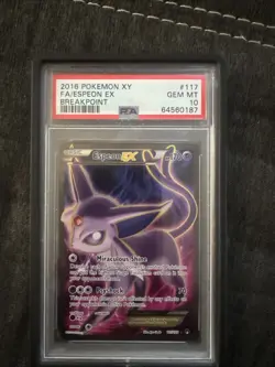 Pokemon XY Breakpoint TCG 2016 FA/Espeon EX #117 PSA 10 - Image 1