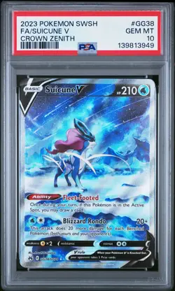 2023 POKEMON SWORD & SHIELD CROWN ZENITH #GG38 FULL ART/SUICUNE V PSA 10 - Image 1