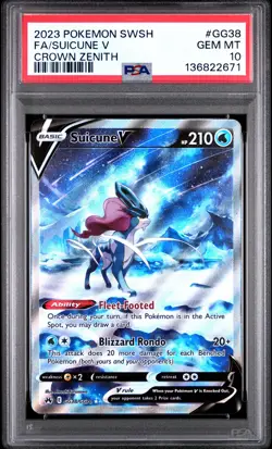 2023 POKEMON SWORD & SHIELD CROWN ZENITH #GG38 FULL ART/SUICUNE V PSA 10 - Image 1