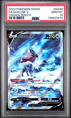 2023 POKEMON SWORD & SHIELD CROWN ZENITH #GG38 FULL ART/SUICUNE V PSA 10 - Image 1