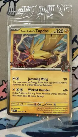 Team Rocket's Zapdos 070/182 Destined Rivals Stamped Promo ASIA EXCLUSIVE SEALED - Image 1