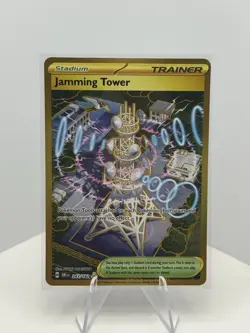 Pokemon TCG Jamming Tower Destined Rivals Gold Trainer Card 243/182 Holo - Image 1