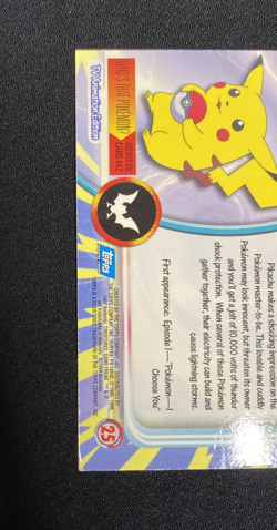 #25 Pikachu Holo Smooth Silver Topps Pokemon Card Blue Logo Vintage TV Edition - Image 4