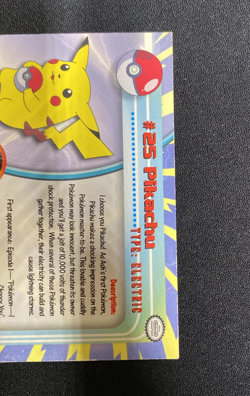 #25 Pikachu Holo Smooth Silver Topps Pokemon Card Blue Logo Vintage TV Edition - Image 5