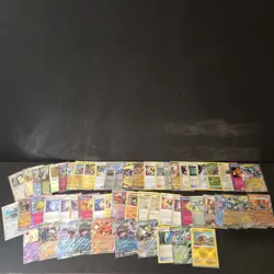 Lot Of 57 Raw Sleeved Pokemon Cards Holographics, Full Art, Trainers, Pokemon - Image 1