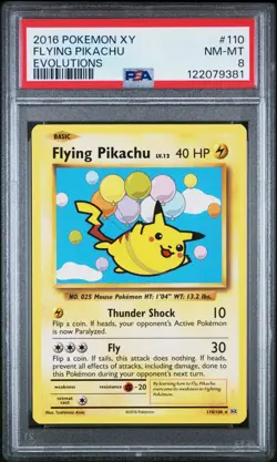 2016 POKEMON XY EVOLUTIONS #110 FLYING PIKACHU PSA 8 - Image 1