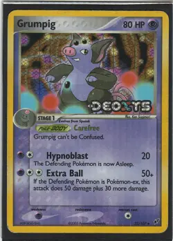 Grumpig 32/107 Uncommon Deoxys Pokemon Reverse Holo Stamped HP - Image 1