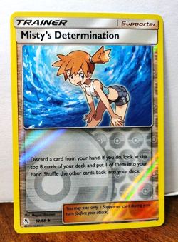POKEMON MISTY'S DETERMINATION 62/68 REVERSE HOLO HIDDEN FATES NM NEAR MINT - Image 1