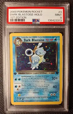 Pokemon Dark Blastoise 3/82 1st Edition Team Rocket Holo PSA 9 with Swirl - Image 1