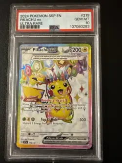Pokemon Pikachu EX Surging Sparks (SSP) 219/191 SV08 Psa 10 - Image 1