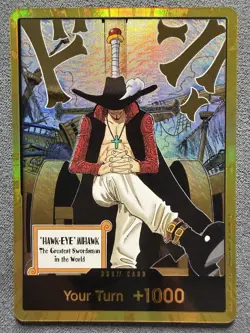 One Piece Card Gold Frame Dracule Mihawk DON!! Card OP14 THE AZURE SEA'S SEVEN - Image 1