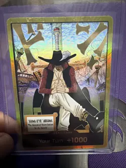 Dracule Mihawk op14 Gold Don!! Azure Sea's Seven One Piece Card English - Image 1